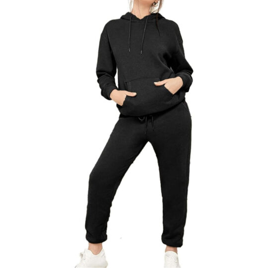 Women Cropped Hoodie Tracksuit