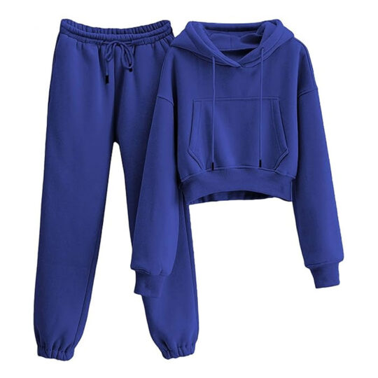 Women Cropped Hoodie Tracksuit